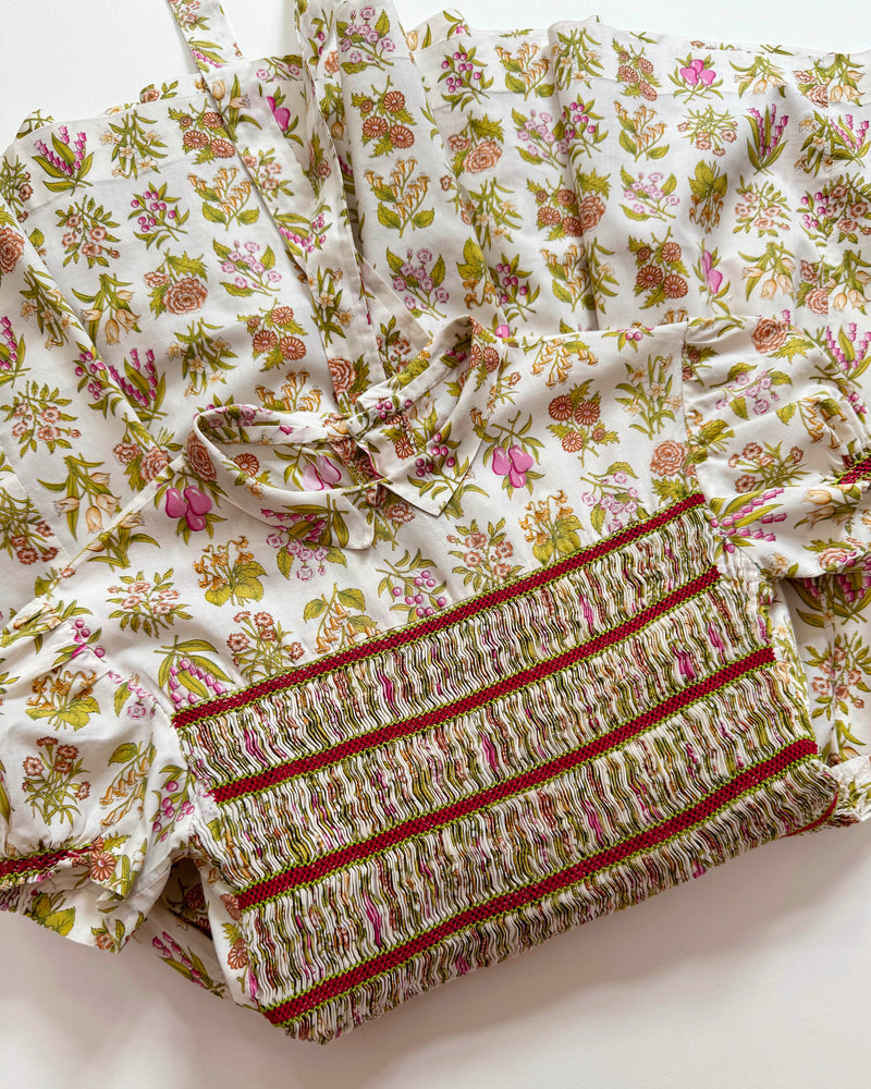 Hand-Smocked Floral Cotton Dress 3-4Y