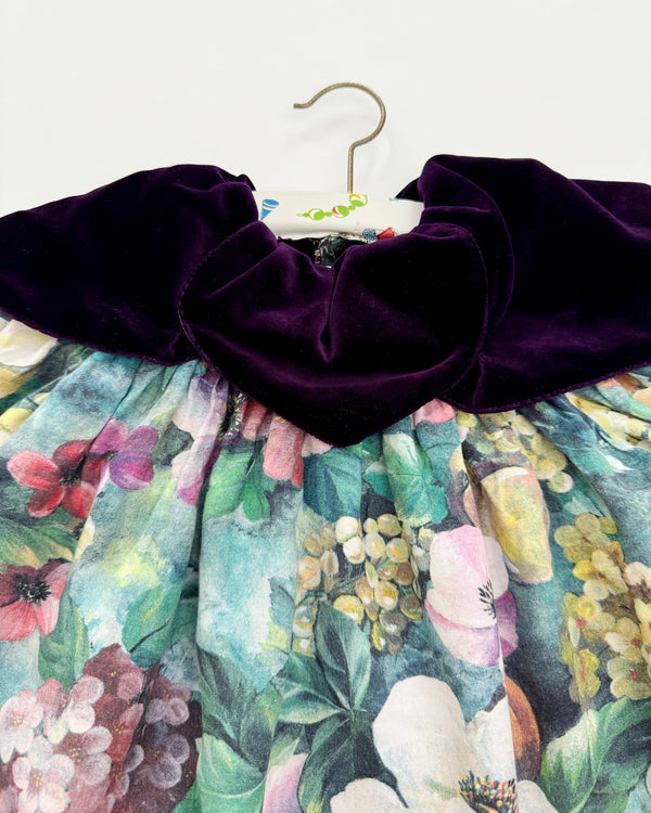 Vintage Velvet Cotton Florlal Dress