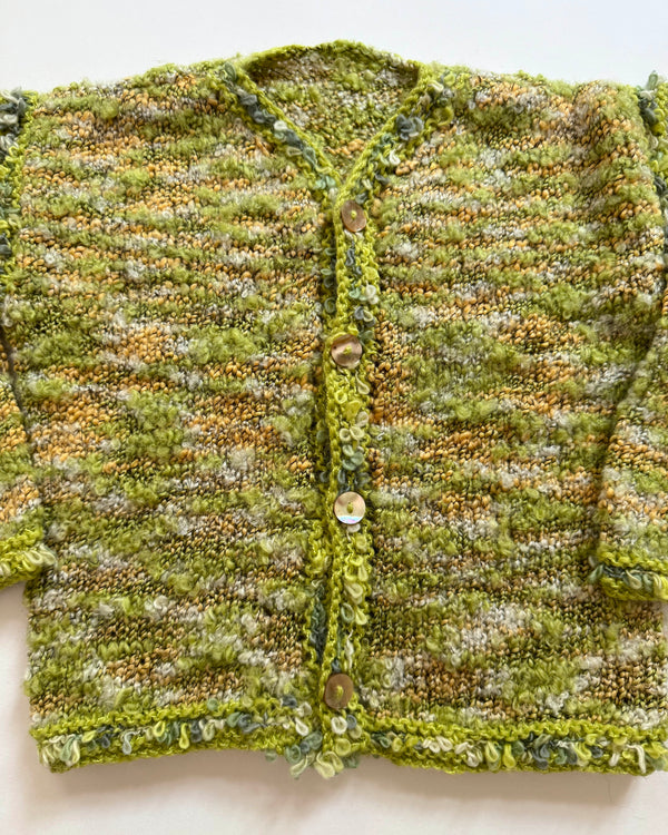Handmade Bouclé Cardigan With Mother Of Pearl Buttons 5-6Y