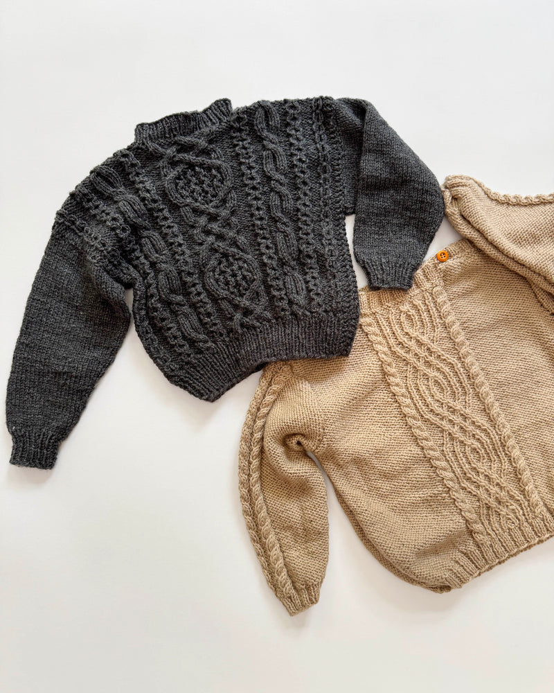 Handmade Cable-Knit Sweater Grey 24M