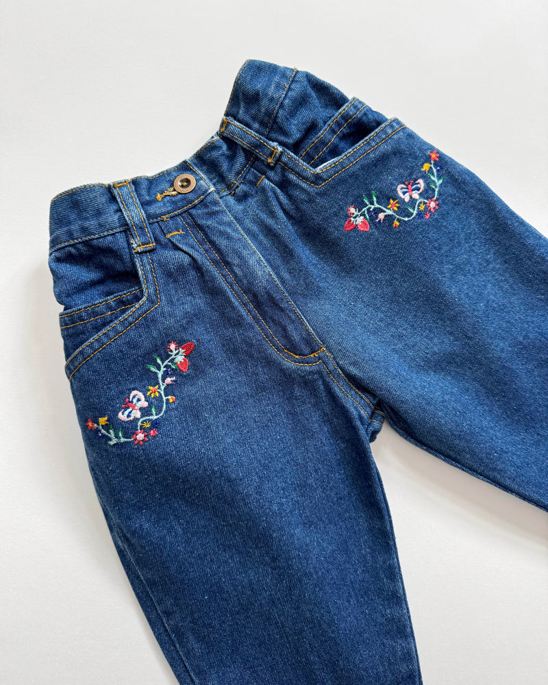 Embroidered Jeans With Elastic Waist 12M