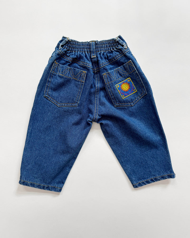 Embroidered Jeans With Elastic Waist 12M