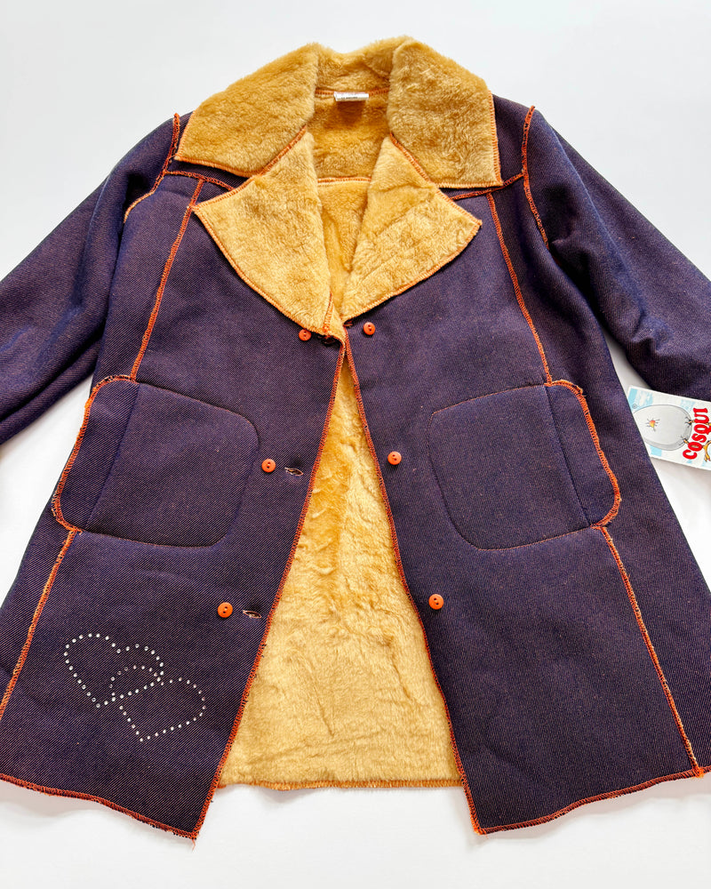 Deadstock Fauy Fur Lined Denim Coat 6Y