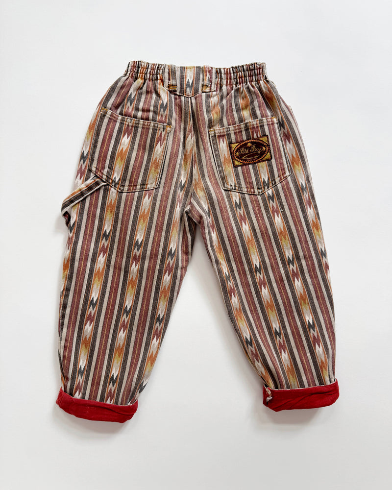 Cotton Lined Crazy Pattern Jeans With Elastic Waist 3Y