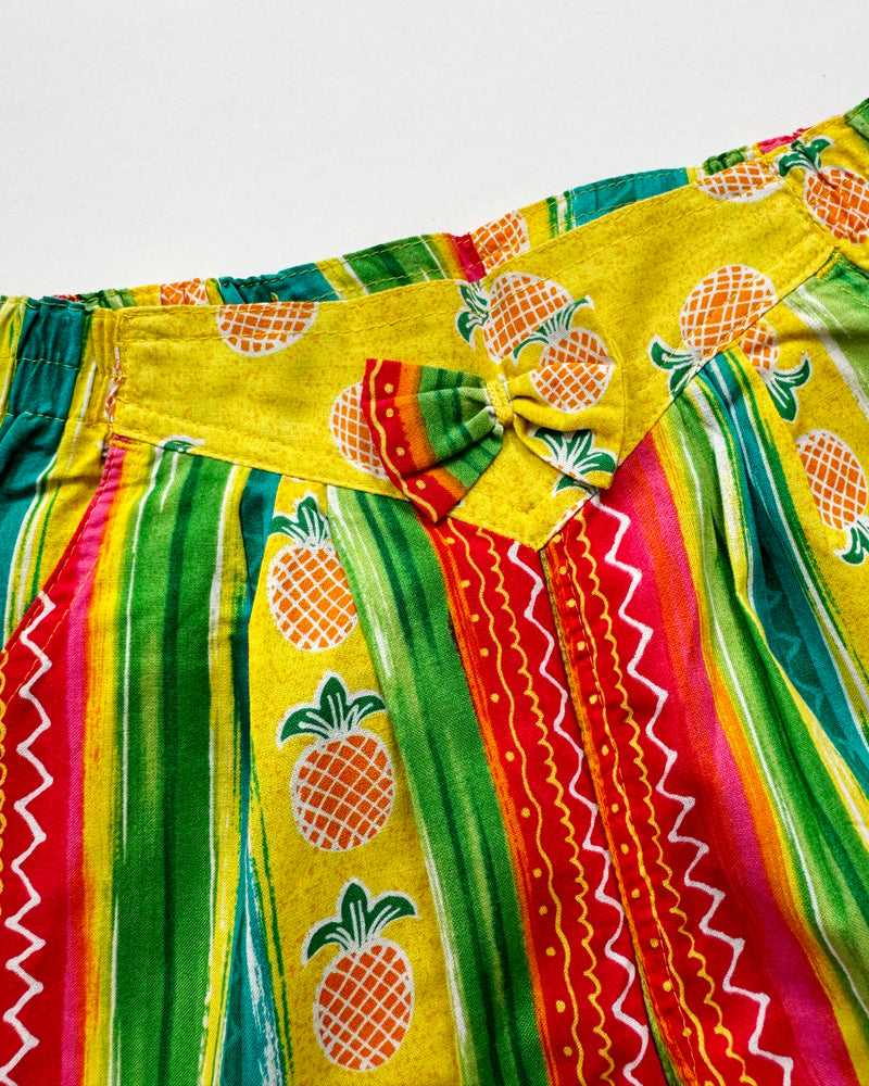Vintage Pinapple Cotton Shorts With Elastic Waist
