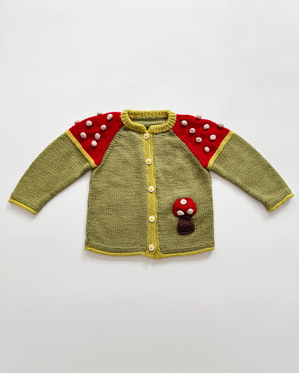 Handmade Mushroom Wool Cardigan 12-18M