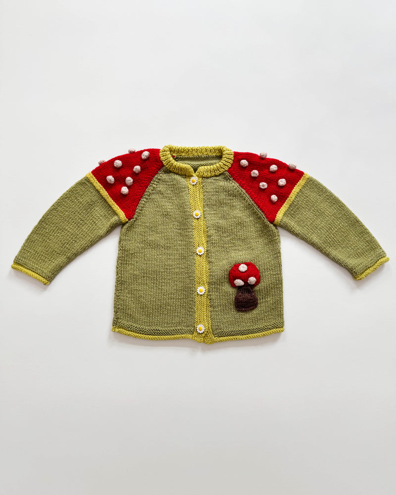 Handmade Mushroom Wool Cardigan 12-18M