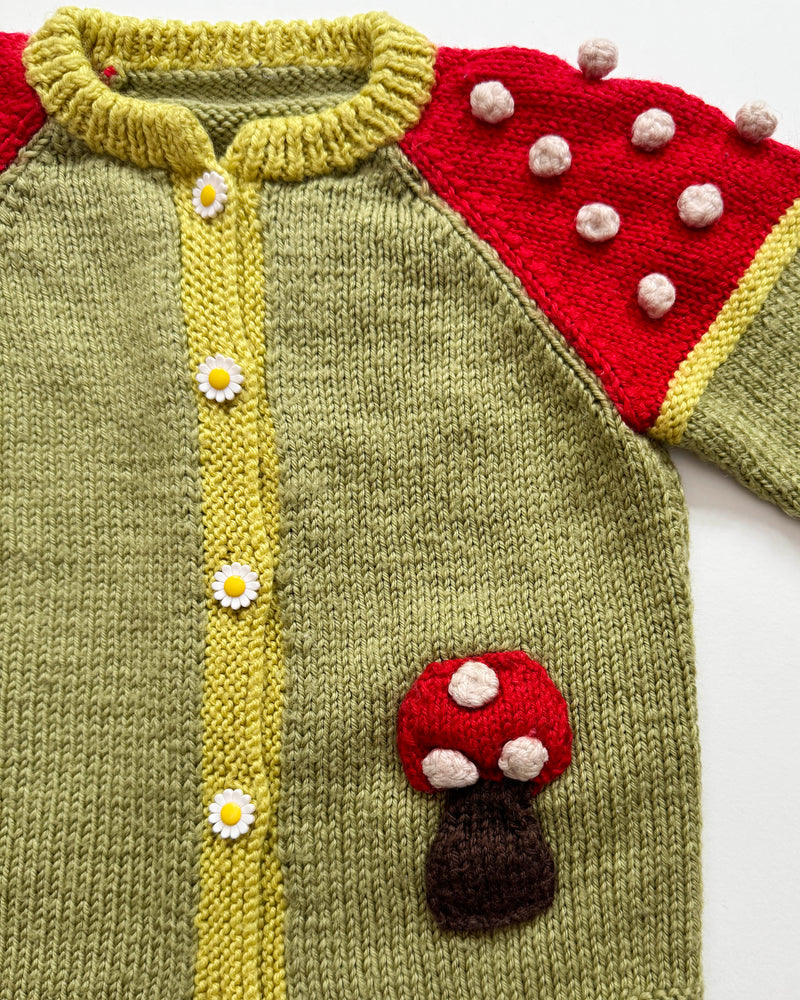 Handmade Mushroom Wool Cardigan 12-18M