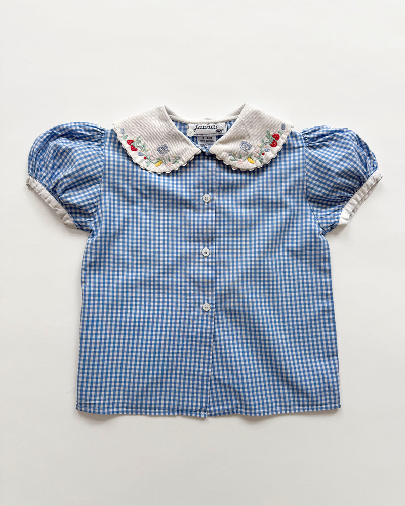 Jacadi Gingham Embroidered Cotton Blouse