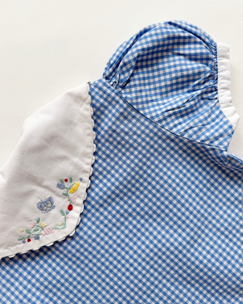 Jacadi Gingham Embroidered Cotton Blouse