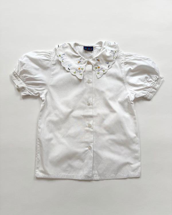 Goose Embroidered Cotton Blouse