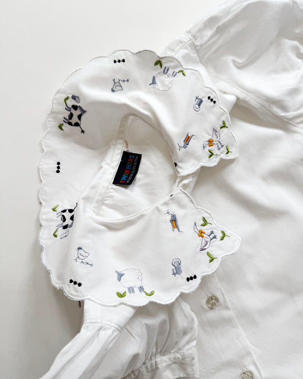 Goose Embroidered Cotton Blouse