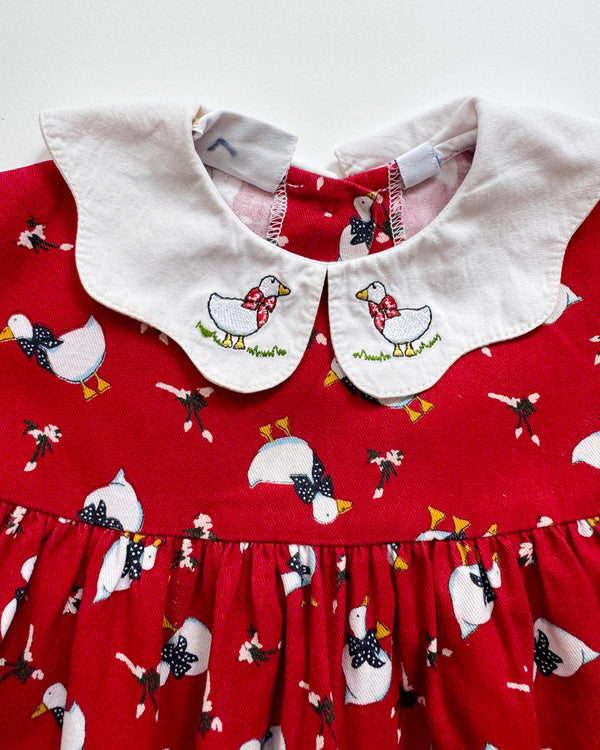 Goose Cotton Dress With Embroidered Collar 24M