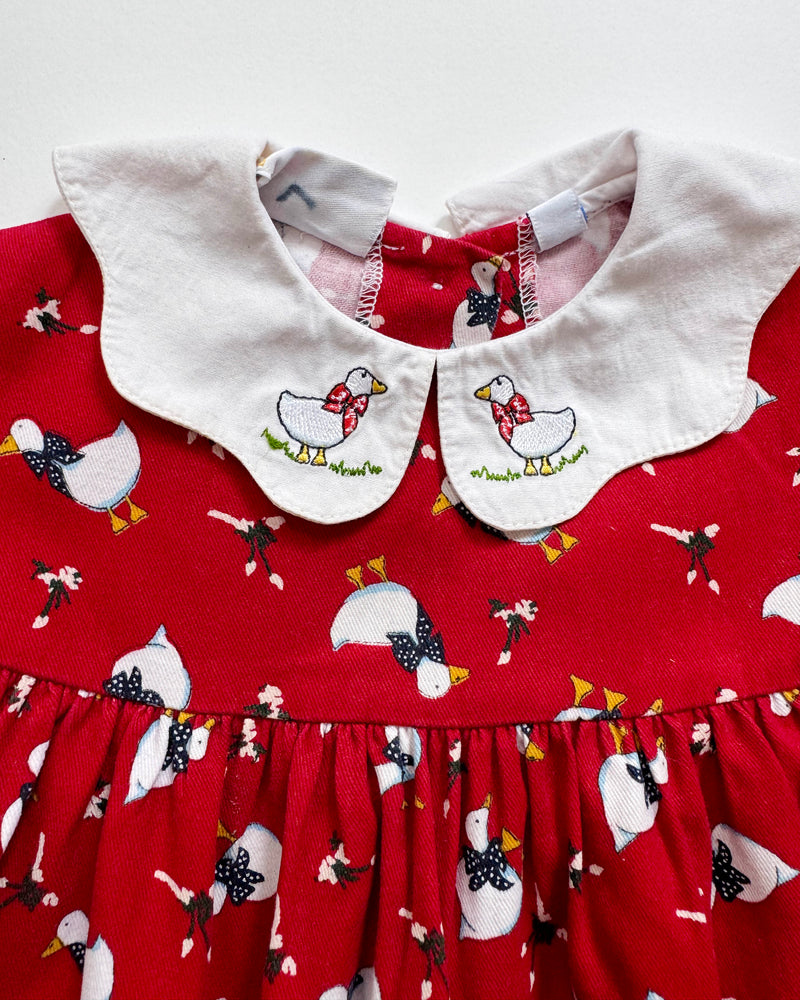 Goose Cotton Dress With Embroidered Collar 24M
