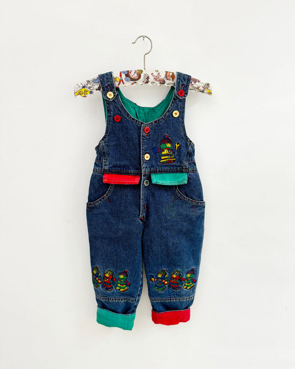 Vintage Cotton Lined Robot Denim Overalls