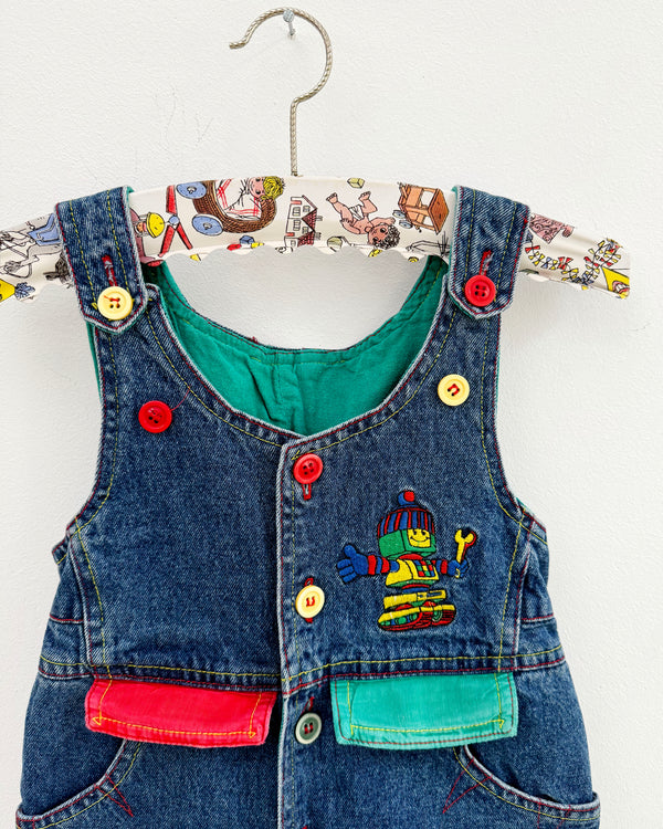 Vintage Cotton Lined Robot Denim Overalls