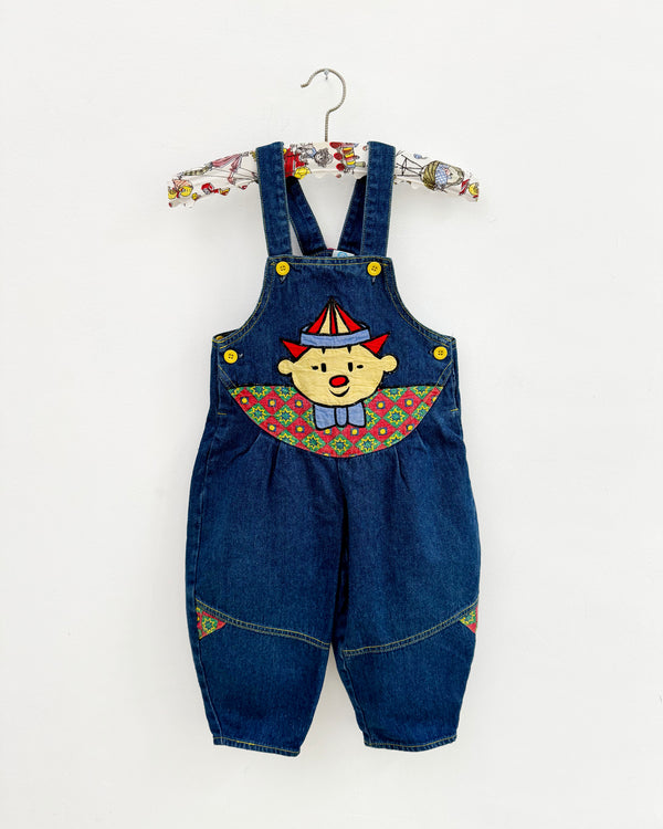 Vintage Clown Patchwork Denim Overalls