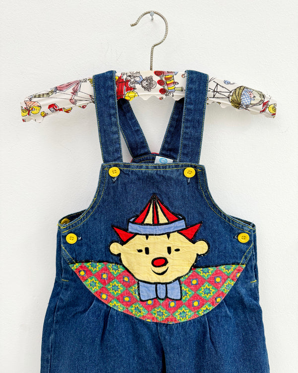 Vintage Clown Patchwork Denim Overalls