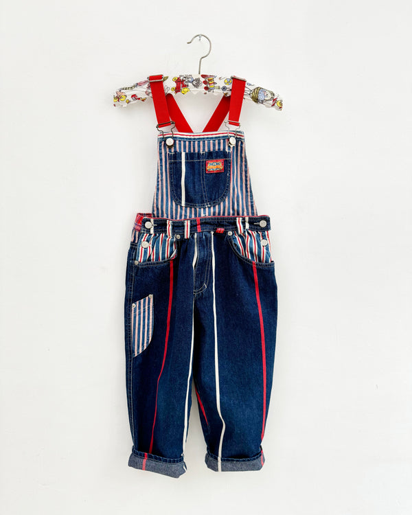 Vintage Striped Denim Overalls