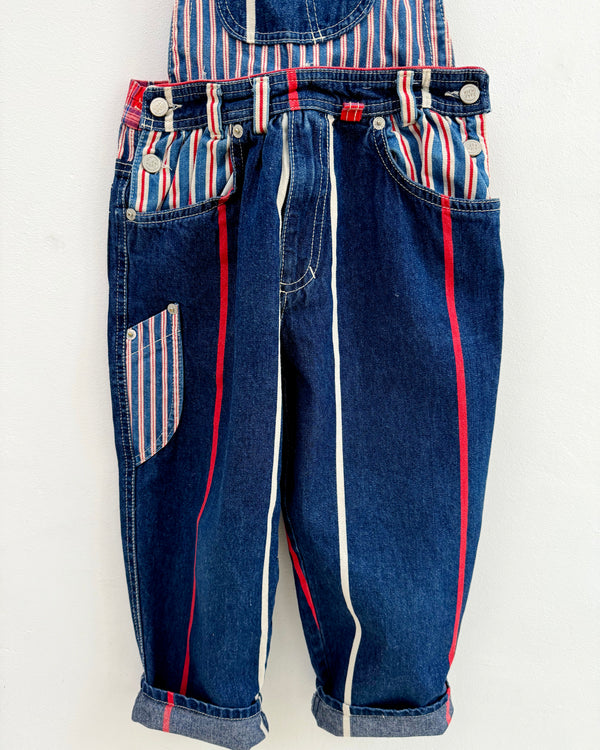 Vintage Striped Denim Overalls