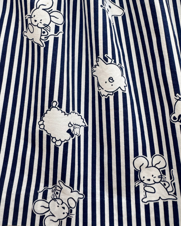 Embroidered Striped Animal Navy Blue Dress 2Y