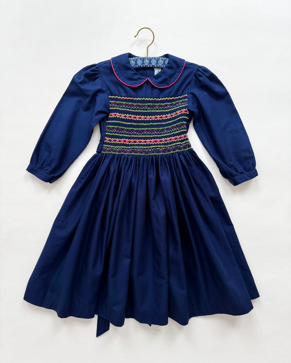 Deadstock Vintage Hand Smocked Embroidered Cotton Dress