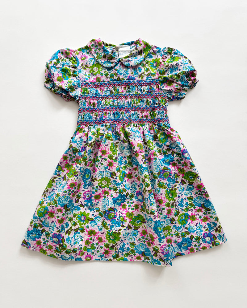 Floral Smocked Cotton Dress 4Y
