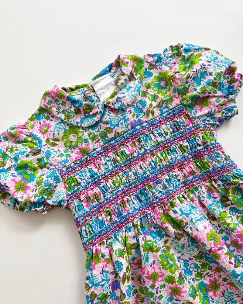 Floral Smocked Cotton Dress 4Y