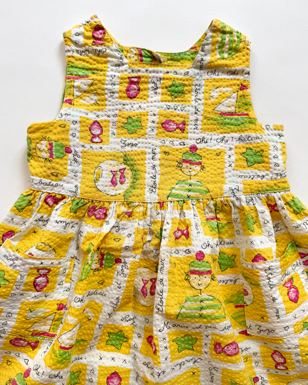 Seersucker Cotton Marine Dress 24M