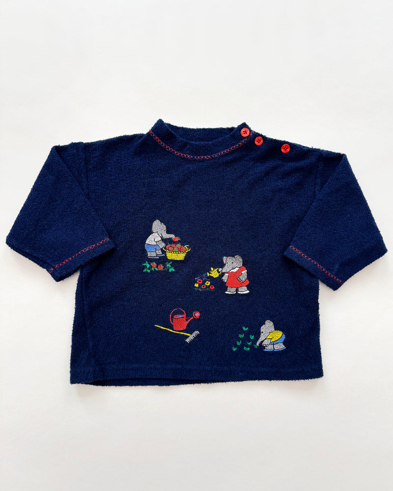 Vintage Babar & Cat Terrycloth Longsleeve Set