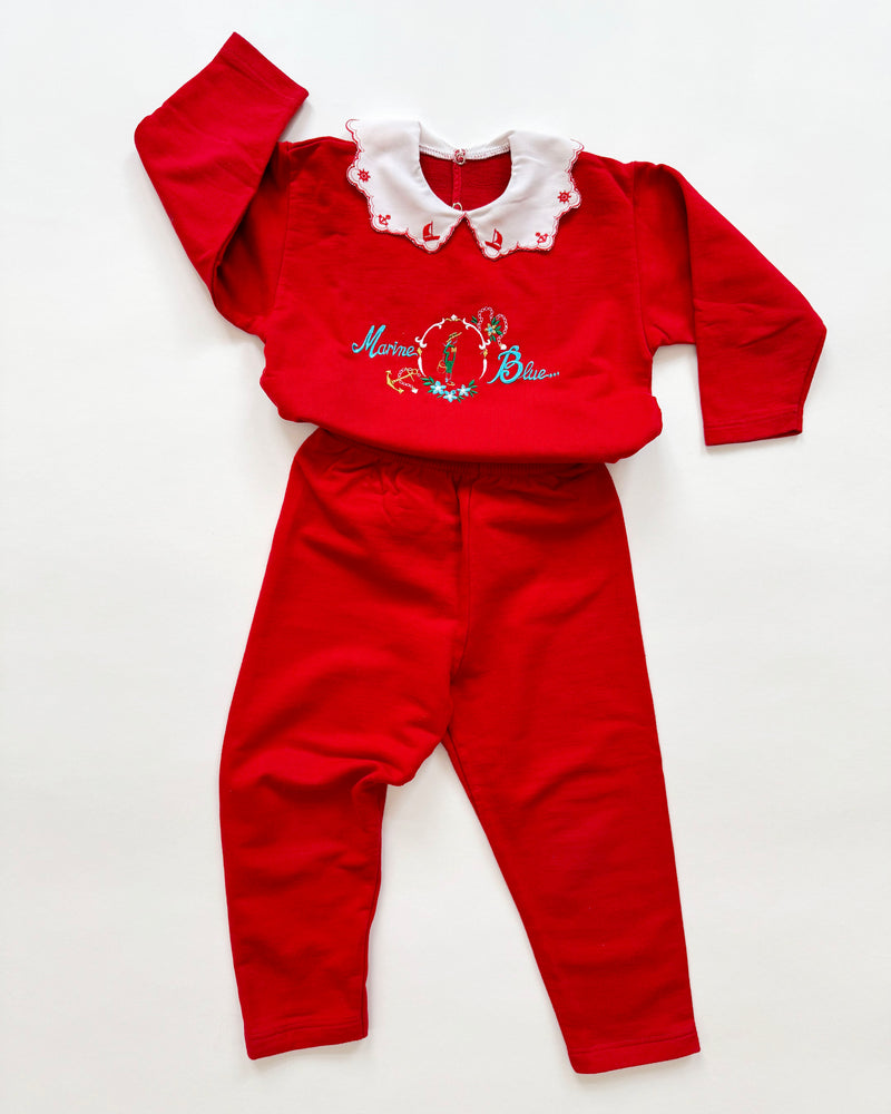 Vintage Embroidered Two Piece Cotton Sweat Suit