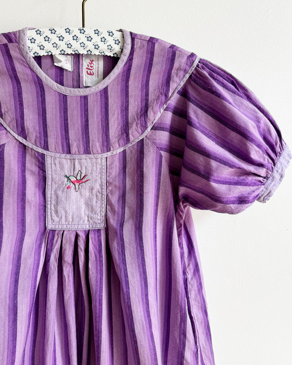 Vintage Cotton Dress With Bird Embroidery