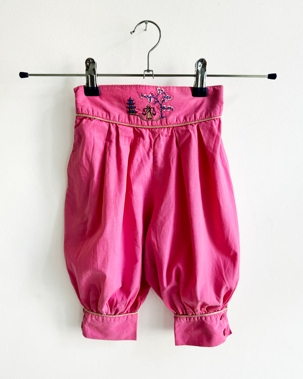 Vintage Embroidered Cotton Balloon Trousers / Culottes