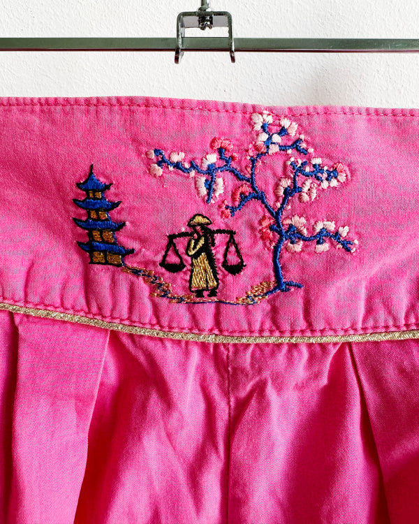 Vintage Embroidered Cotton Balloon Trousers / Culottes