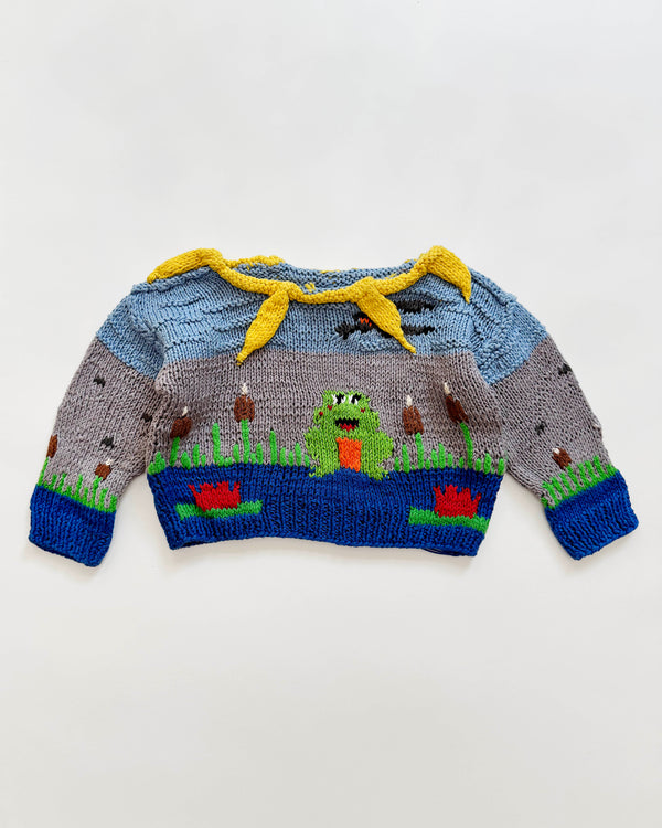 Handmade Chunky Frog Cotton Sweater 2Y
