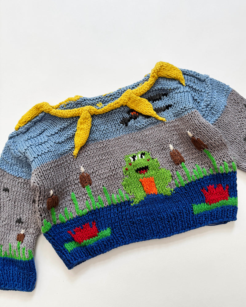 Handmade Chunky Frog Cotton Sweater 2Y