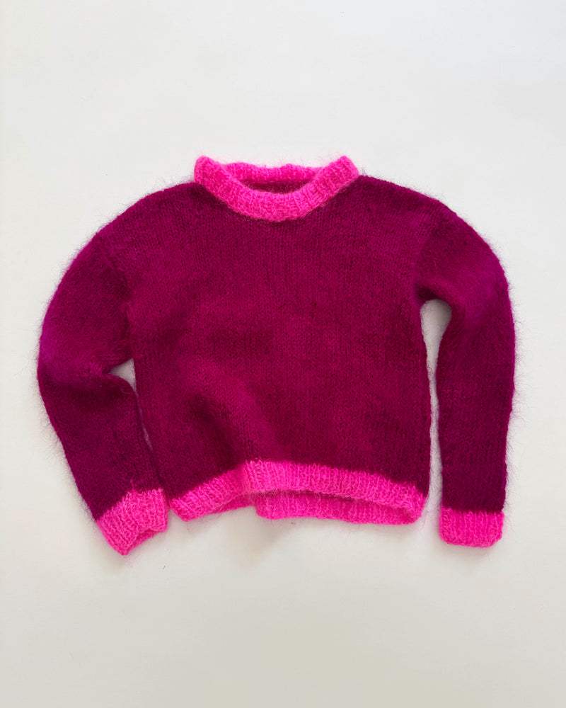 Handmade Fluffy Mohair Sweater Raspberry 6Y