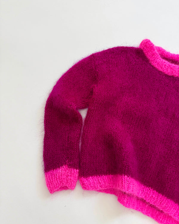 Handmade Fluffy Mohair Sweater Raspberry 6Y