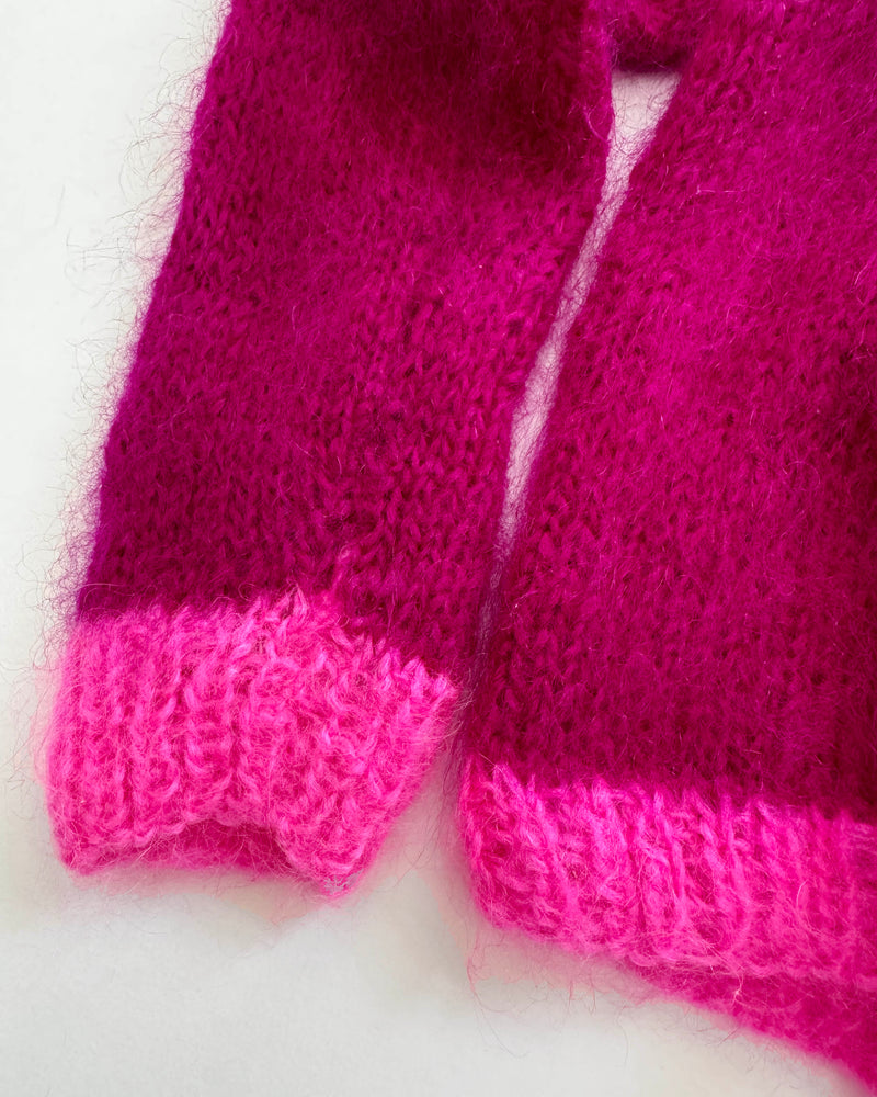 Handmade Fluffy Mohair Sweater Raspberry 6Y