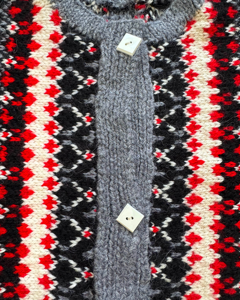 Handmade Jacquard Wool Poncho Cardigan 3Y