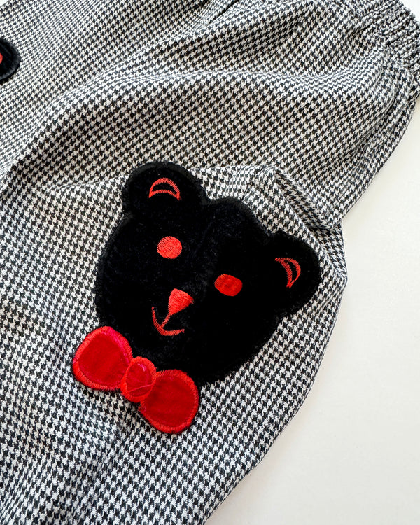 Vintage Trousers With Velvet Teddy Bear Application & Elastic Waist