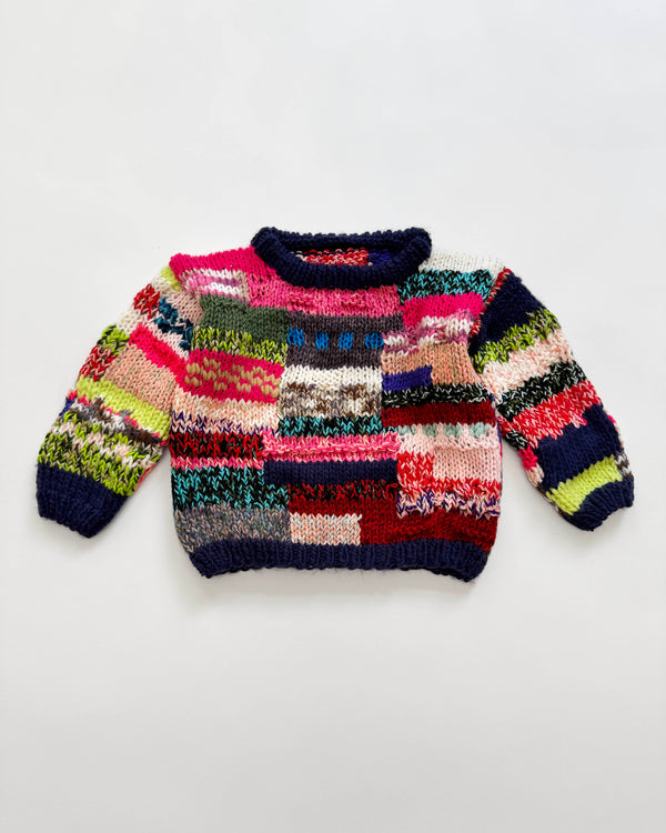 Handmade Wool Blend Scrap Yarn Sweater 2Y