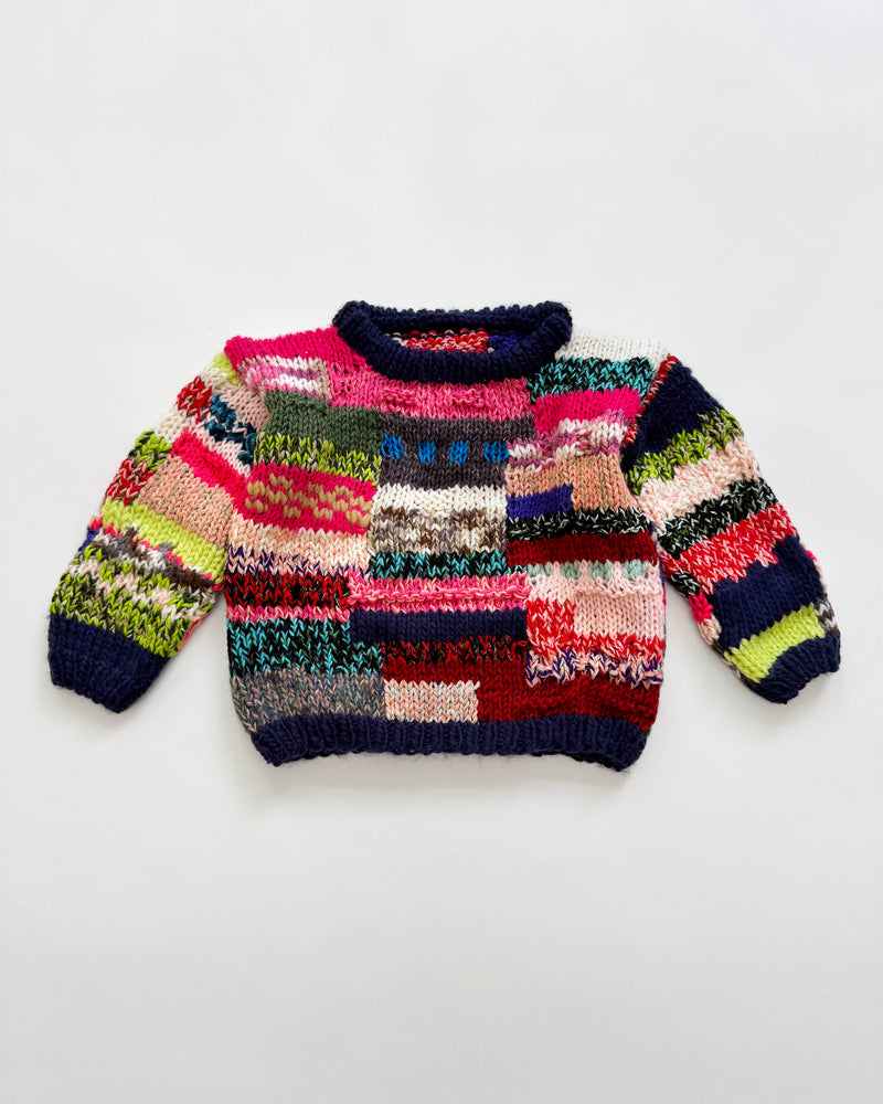 Handmade Wool Blend Scrap Yarn Sweater 2Y
