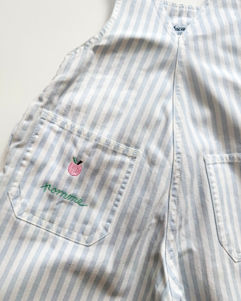 Jacadi Striped Embroidered Denim Overalls 3Y