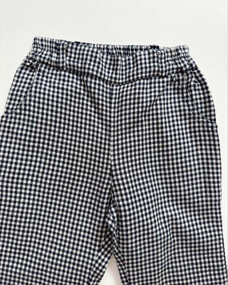 Cotton Lined Gingham Flared Trousers With Elastic Waist 2Y