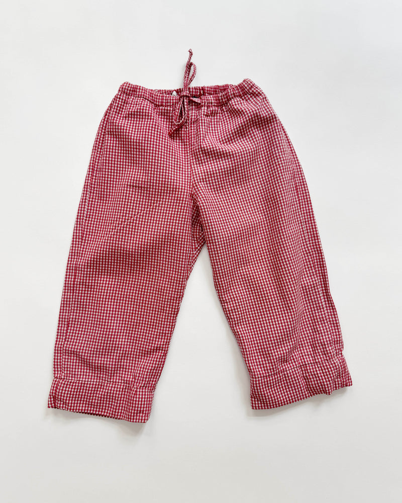Handmade Lined Gingham Trousers With Elastic Waist 3-4Y