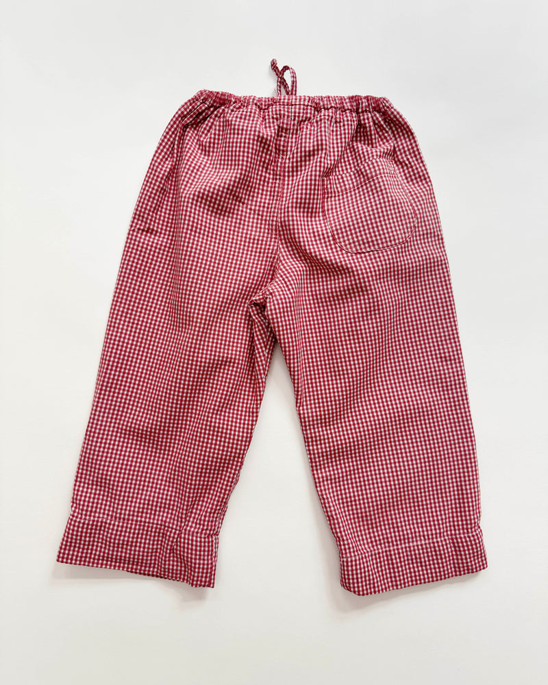 Handmade Lined Gingham Trousers With Elastic Waist 3-4Y