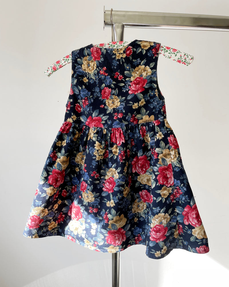 Vintage Floral Corduroy Dress