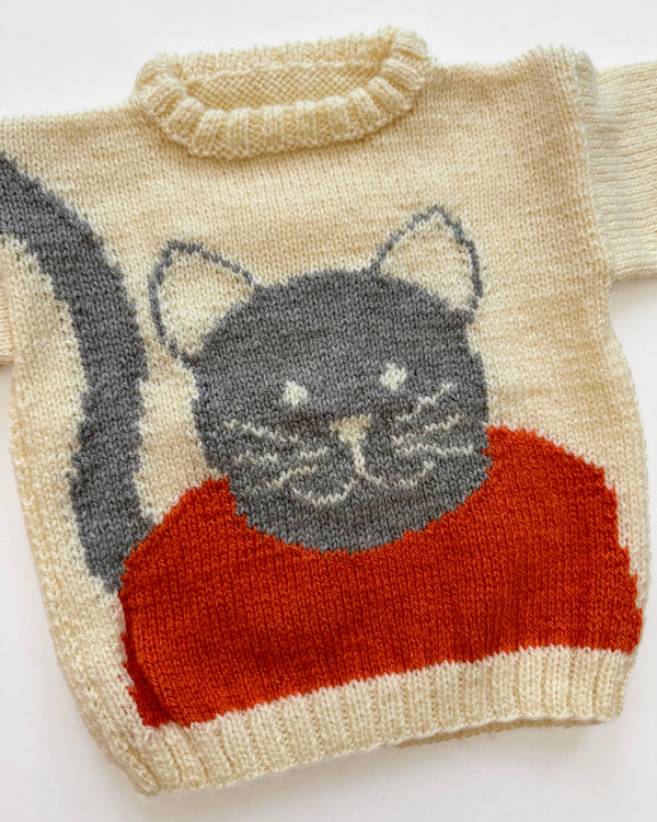 Handmade Cat Wool Blend Sweater