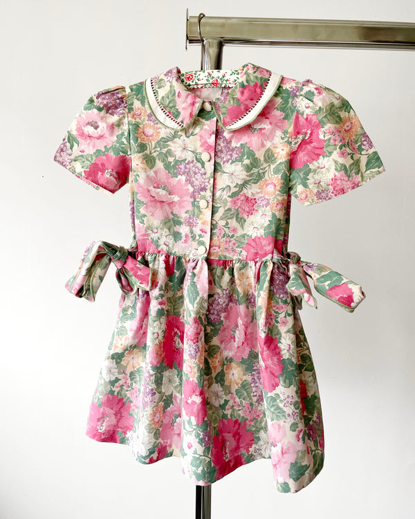 Vintage Floral Cotton Dress With Special Collar